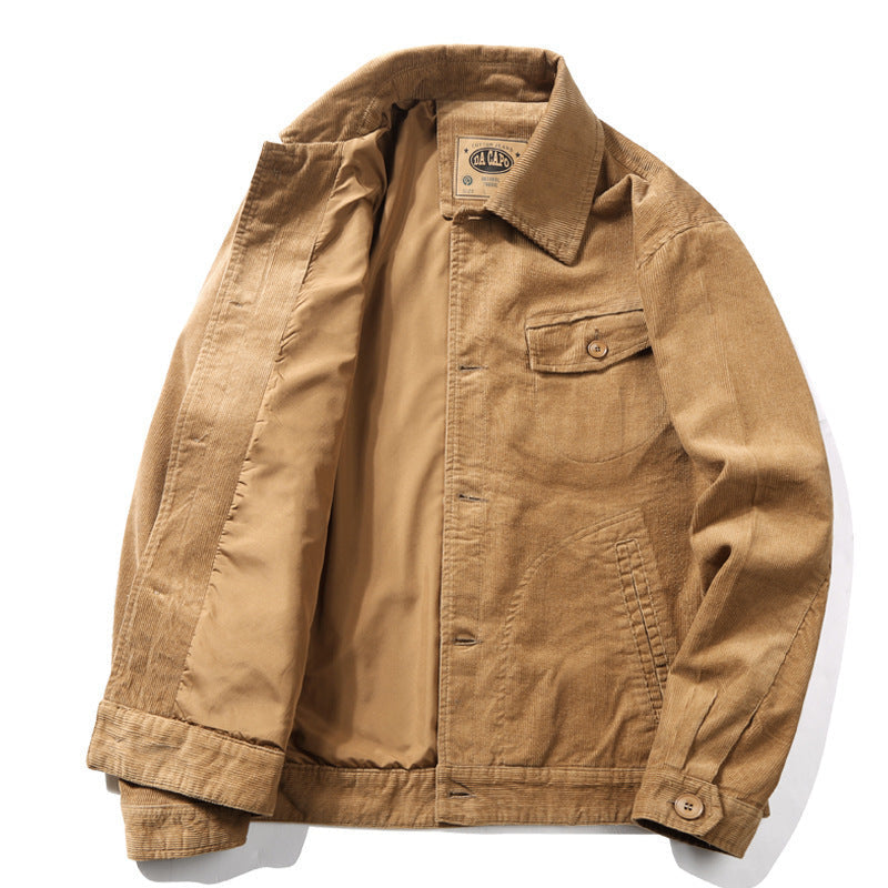 Herr Bomull Manchester Jacka i Worker Blouson med Ljus Foder