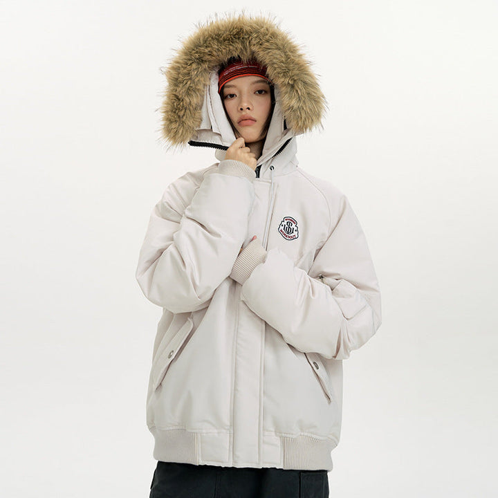 Dam oversize thermo parka med voluminous huva, detachable faux fur trim och ribbed muddar