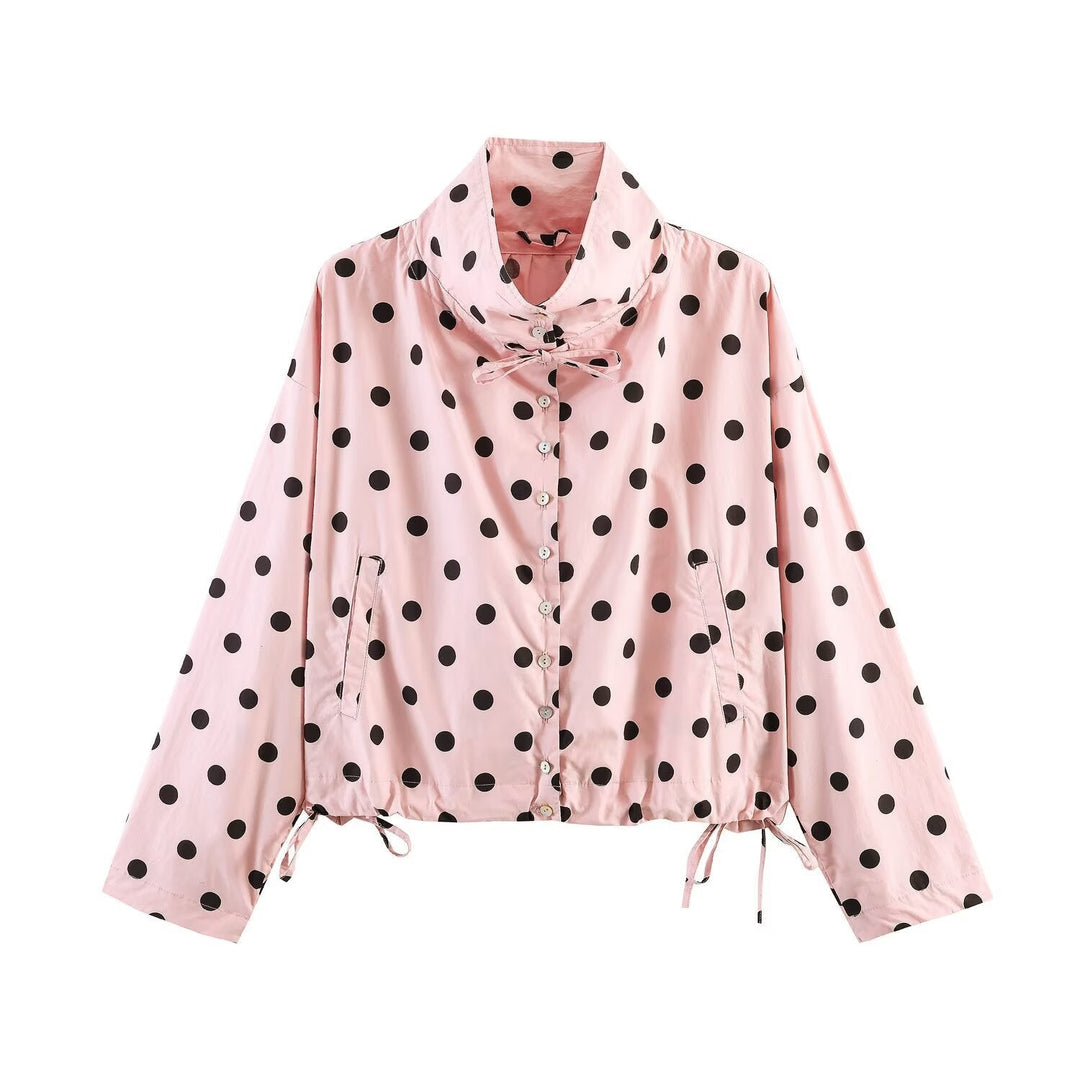 Dam lätt Windbreaker med Stand krage, Ties och dragsko