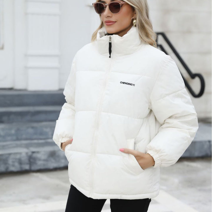 Dam vadderad Oversize quiltad jacka med ståkrage och Drawstring fåll