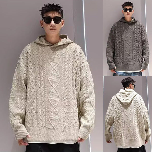 Herr Chunky Stickad Luvtröja Pullover