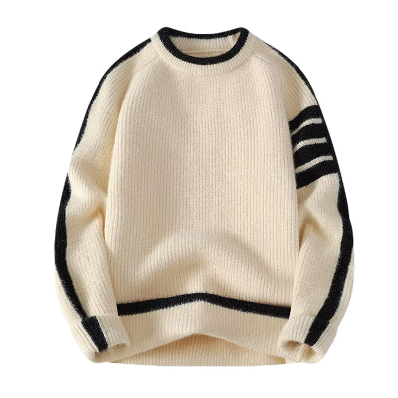 Herr Sportig Round Neck Tröja med Contrast Detaljer