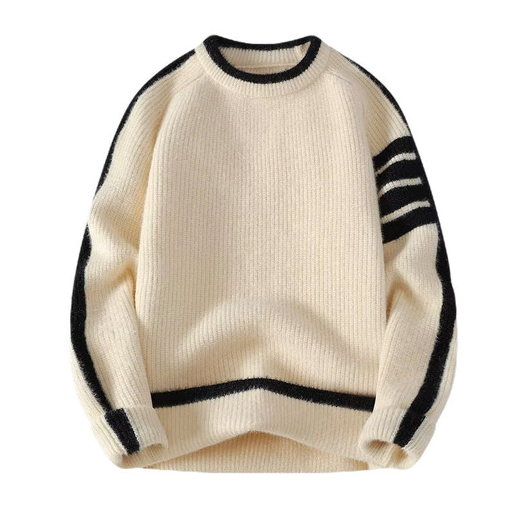 Herr Sportig Round Neck Tröja med Contrast Detaljer