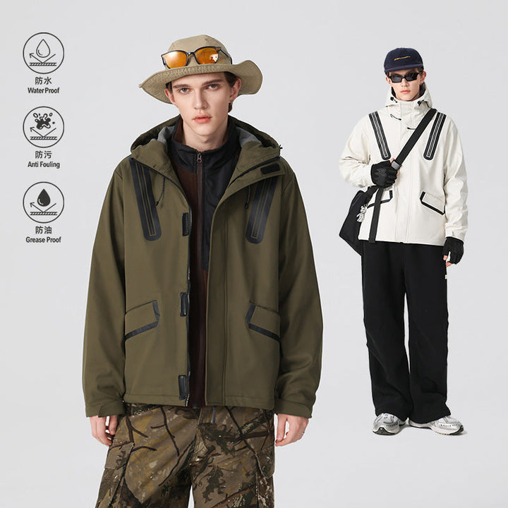 Herr Teknisk Softshell Parkas med Huva, Taped Sömmar och Coated Inlägg