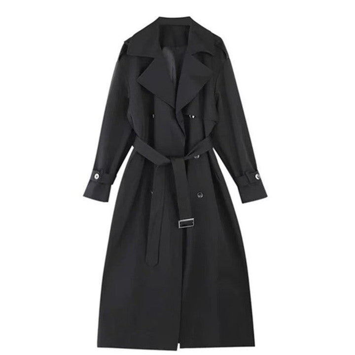Dam Lång Dubbel-Breasted Trenchcoat med Sjalrakrage, Oversized Skärning och Concealed Waistband