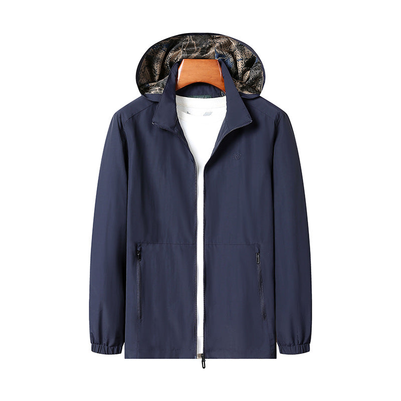 Herr Lätt Wind och Water Resistant Luvtröja Jacka med Kamouflage Foder