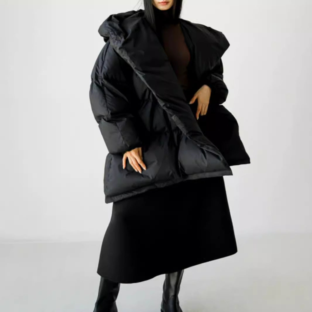 Dam oversized vadderad vinterjacka med XXL huva och Drawstring Waistband