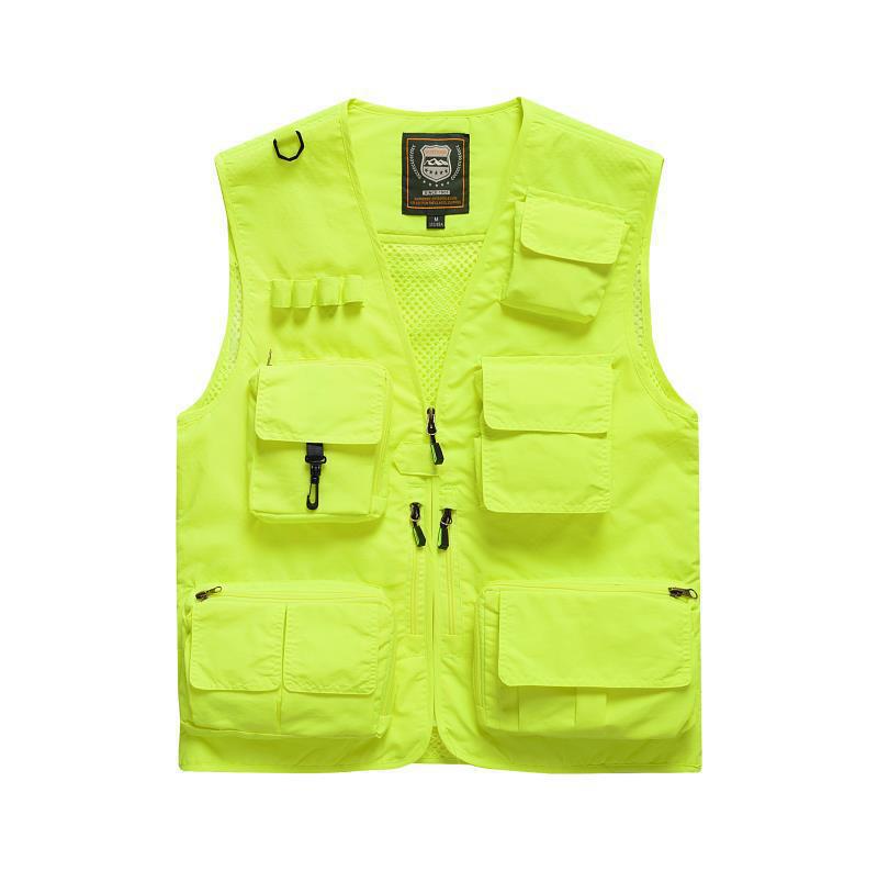 Herr Multifunctional Utility Väst med Numerous Fickor och Mesh Bak