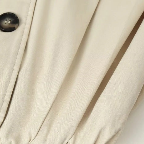 Dam kort Double-Breasted trench jacka med Stand krage, Epaulettes, och Elastic fåll