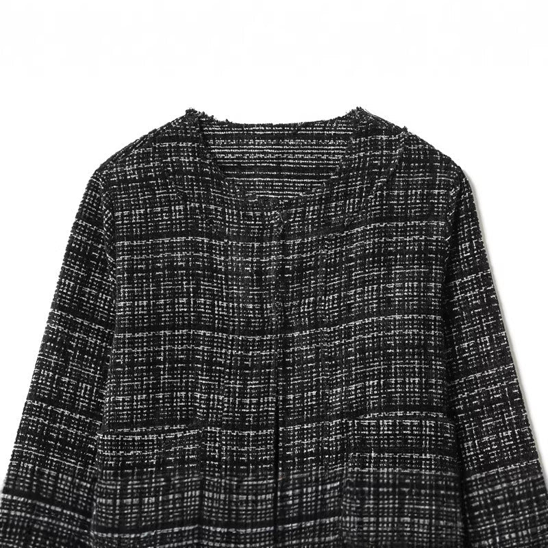 Dam Boxy tweed jacka in Boucle look med dold knappslå och Boxy silhuett
