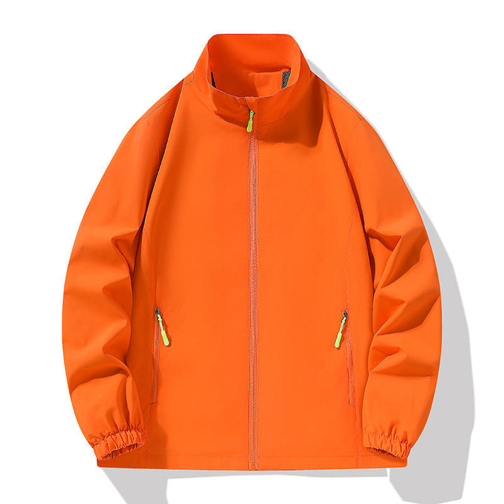 Herr Minimalistisk softshell utomhusjacka med ståkrage, Vind och Vatten Resistent Membran och Fluorescent Dragkedja Pulls