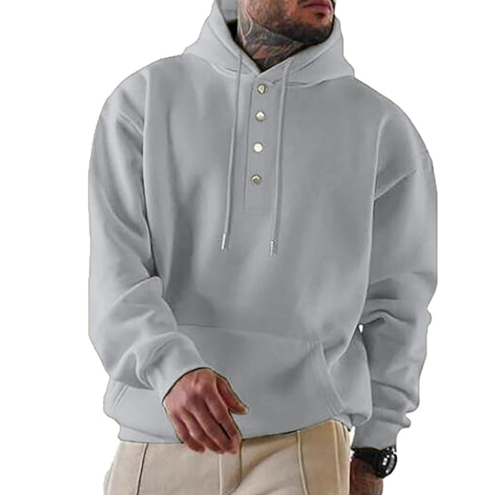 Herr Luvtröja med Henley Knapplist och Känguruficka EB