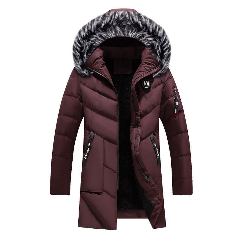 Herr Quiltad Thermo Parkas med Imitation Päls Huva och Fleecefoder