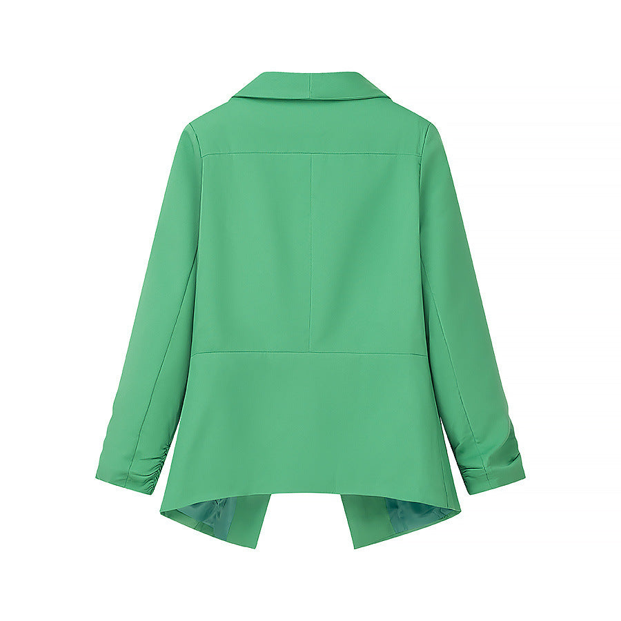 Dam locker falling Waterfall blazer jacka med gathered ärm cuffs