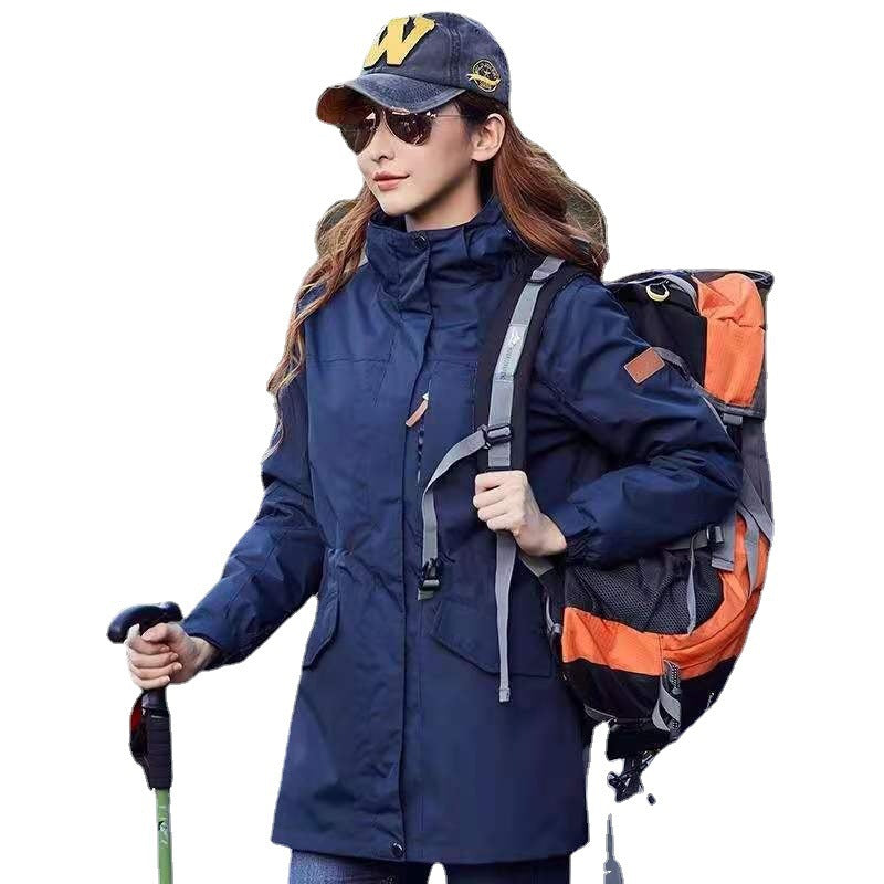 Dam lätt vattenavvisande parka med huva och funktionell fickor