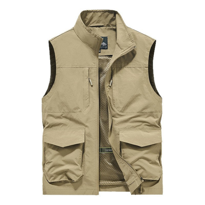 Herr Utility Utomhus Väst med Flera Fickor, Mesh Foder och Ståkrage