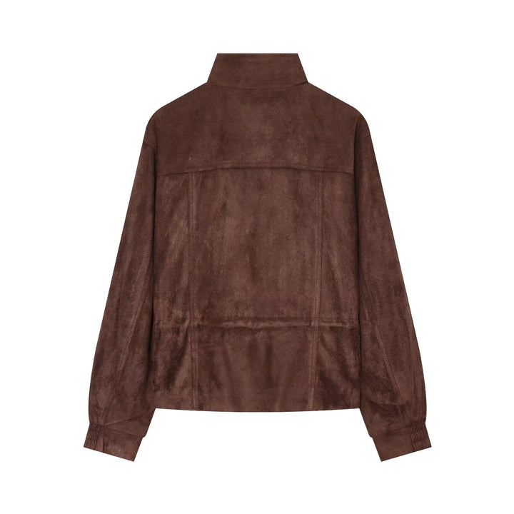 Dam Kort Suede-Look Blouson med Drawstring Waist