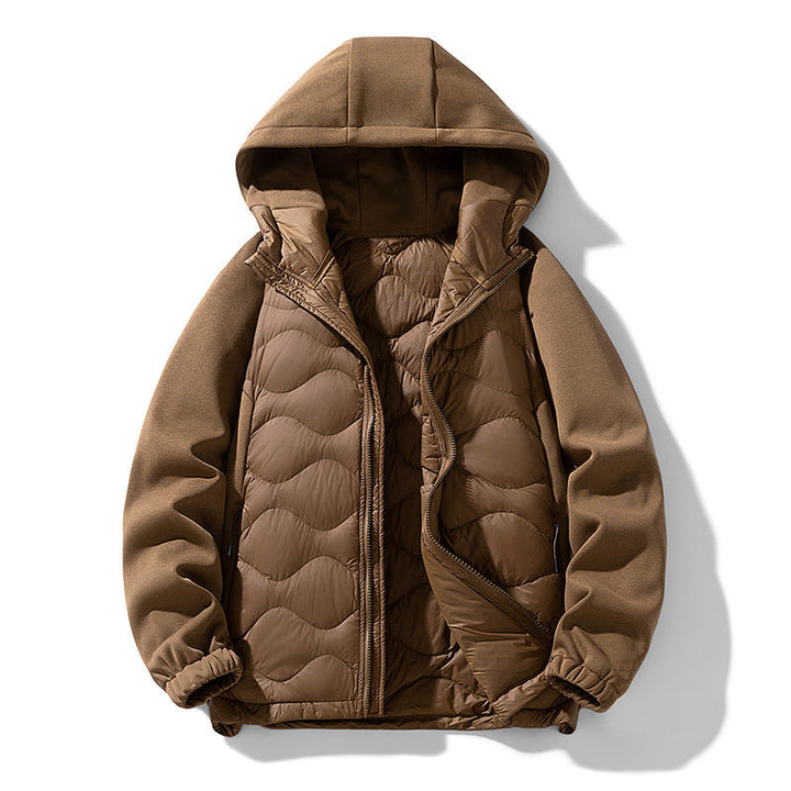 Herr Fodrad Hybrid-Steppjacke med Huva och Fleeceärmeln
