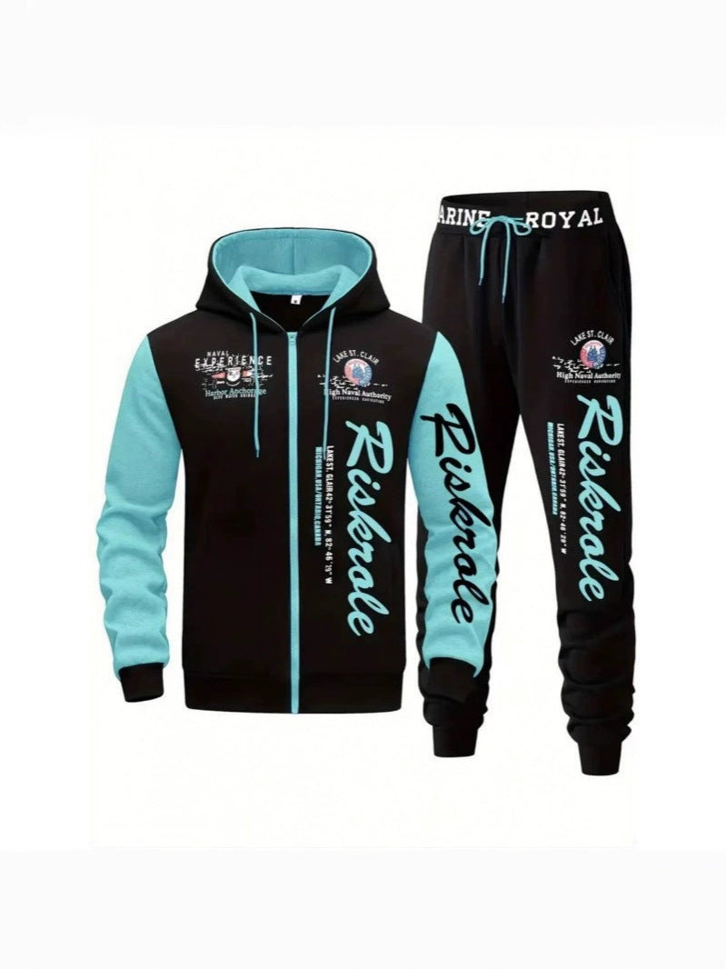 Herr Sportig Luvtröja och Jogging Byxor Set