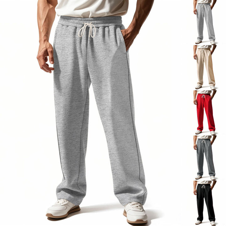 Herr Casually Fitting Mjukisbyxor med Side Decorative Seam, Elastic Comfort Waistband, och Deep Sidofickor