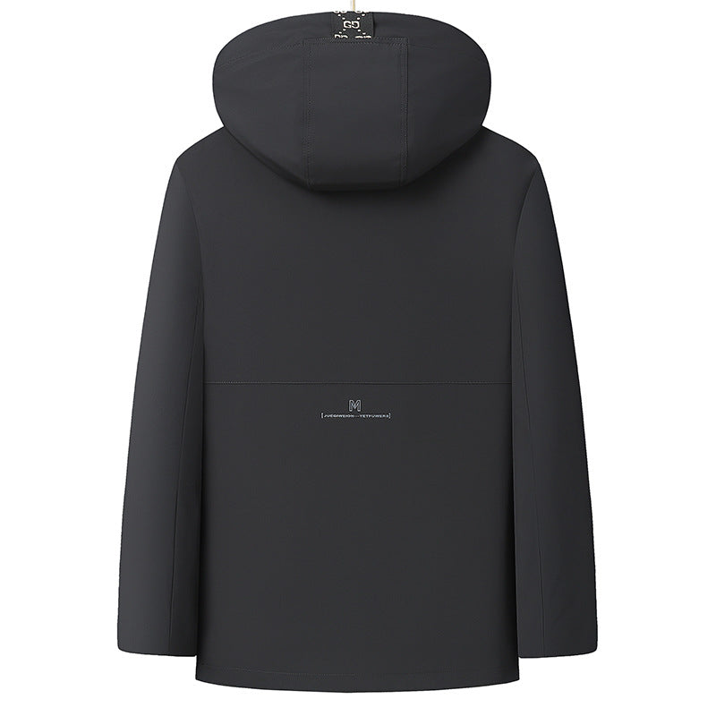 Herr Softshell Parka med Quiltad Termisk Foder och Huva