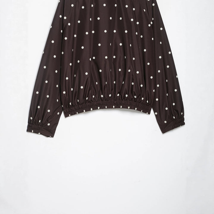 Dam lätt kort Rain jacka med Stand krage, Snap knappslå och Polka Dot design