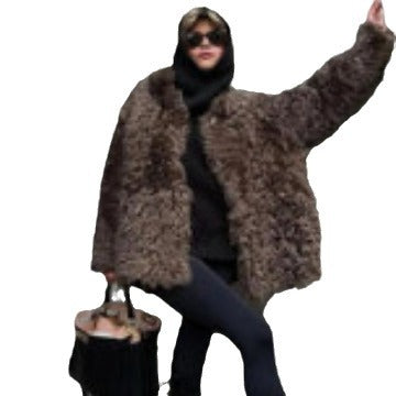 Dam oversize Faux Fur kappa med hög krage och teddy Texture