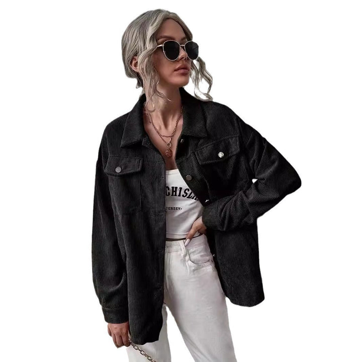 Dam manchester overshirt med påsydda fickor och oversized skärning