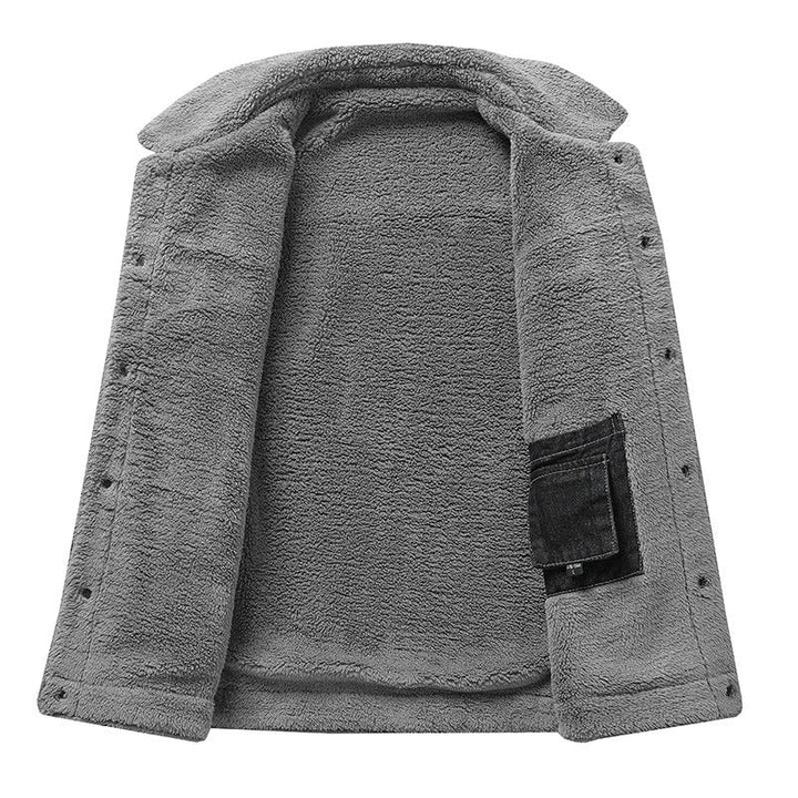 Herr overshirt Jacka tillverkad av Denim med teddyfoder och Sherpa krage
