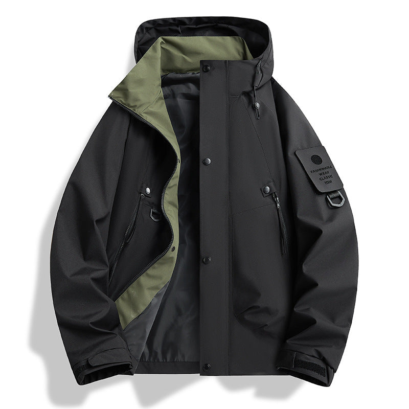 Herr ventilerande softshell med huva Jacka med Funktion ärm Ficka och D-Ring