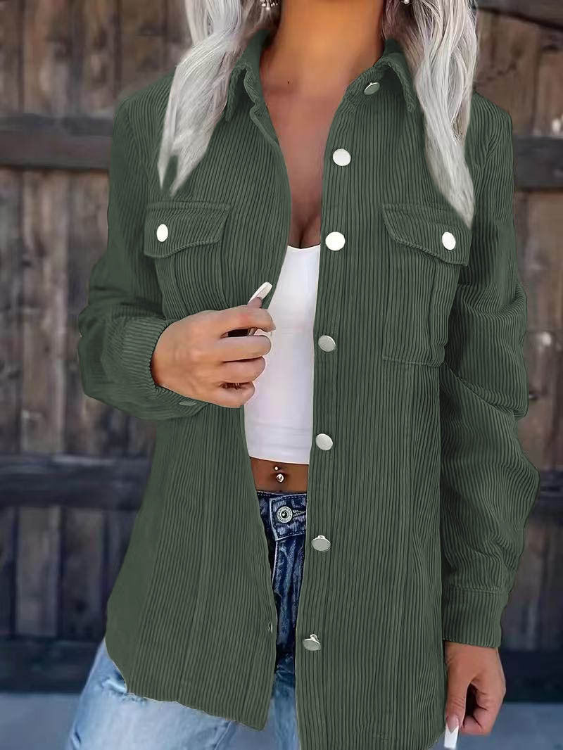 Dam Longline manchester Shirt jacka med Chest Flaps och Snap knäppning