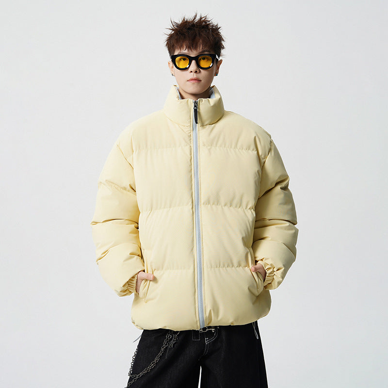 Herr Short Skärning Oversized Quiltad Jacka med Hög Krage