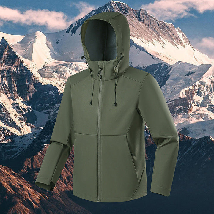 Herr Andningsbar Softshell Fleece Jacka med Multi-Layer Membrane, Ergonomic Skärning och Justerbar Huva
