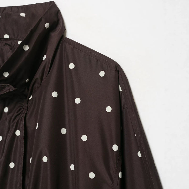 Dam lätt kort Rain jacka med Stand krage, Snap knappslå och Polka Dot design