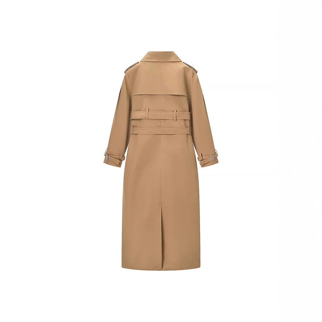 Dam longer figursydd trenchcoat med double bälte och sjalkrage