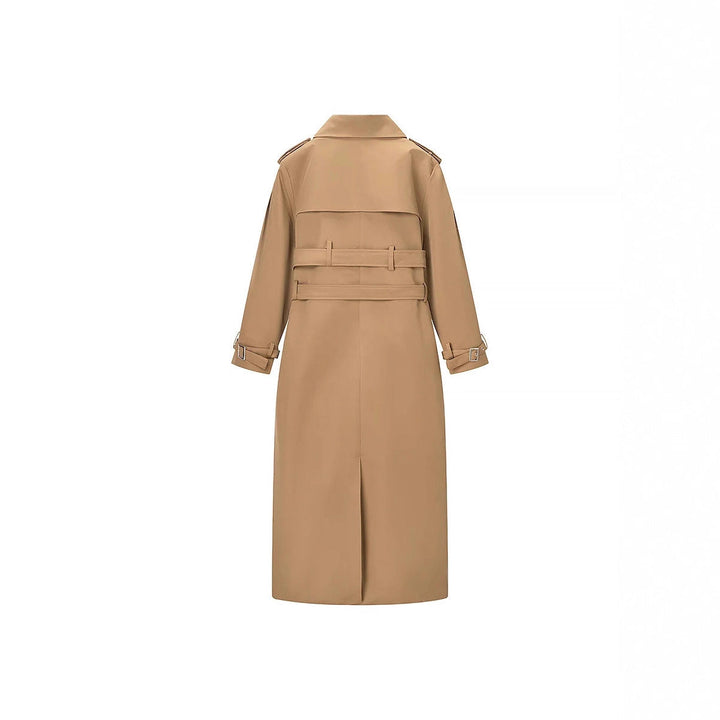 Dam longer figursydd trenchcoat med double bälte och sjalkrage