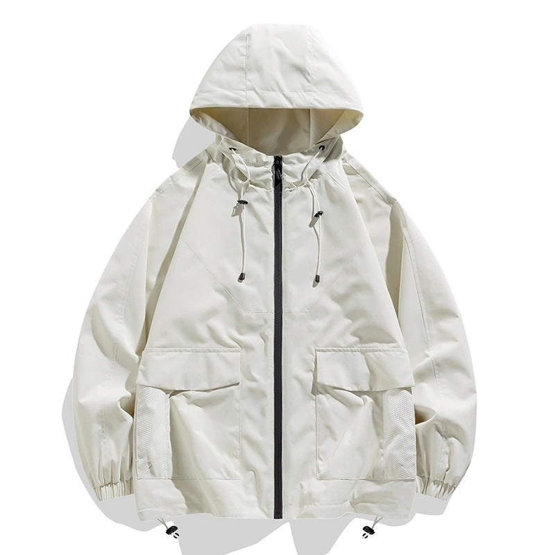 Herr Oversize Utility Softshelljacka med Huva, Patches och Justerbar Fåll