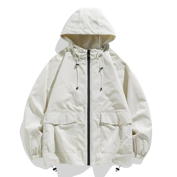 Herr Oversize Utility Softshelljacka med Huva, Patches och Justerbar Fåll