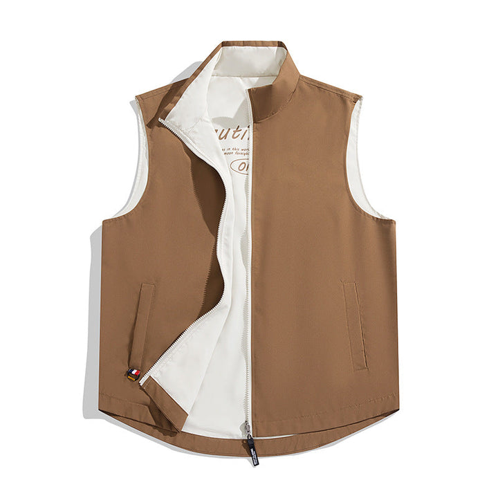 Herr Sleeveless Vind och Thermo Utility Väst med Silky Foder och Dold Tvåvägsdragkedja