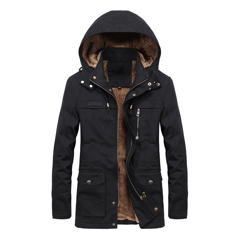 Herr Termisk Canvas Parka med Teddy Fleecefoder och Vind Lock