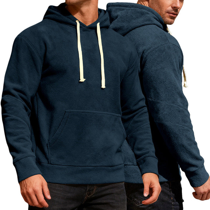 Herr Nan Velvety Luvtröja med Seam Detaljer, Känguruficka och Contrast Cord