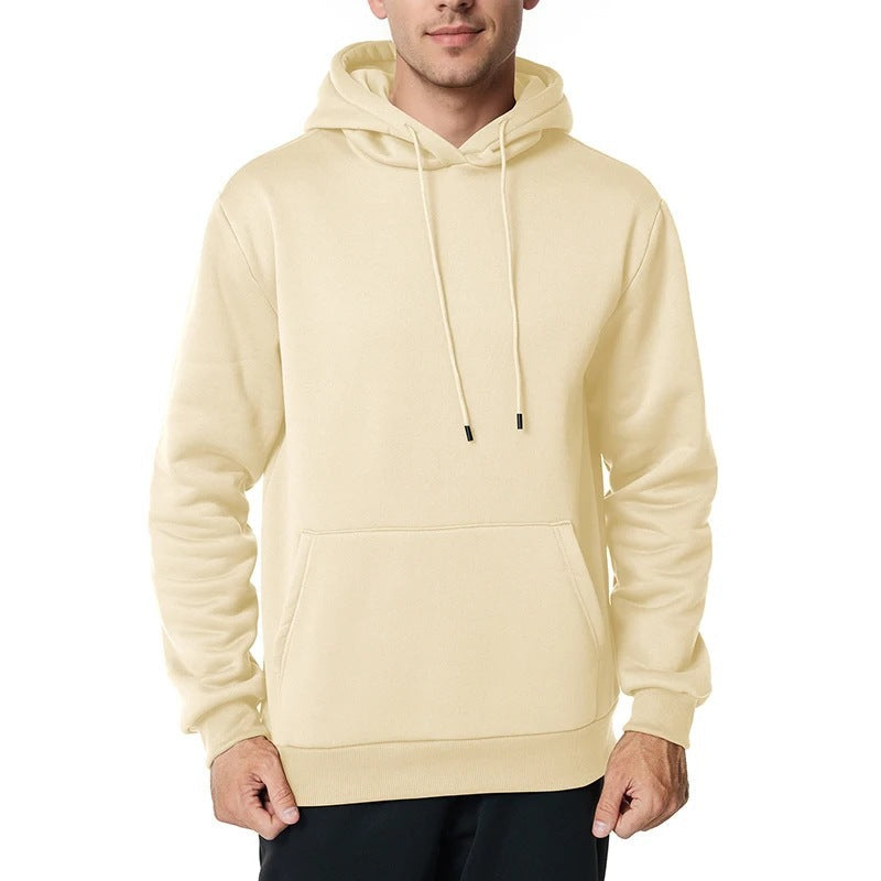 Herr Nan Minimalistisk Luvtröja med Mjuk Fleece Foder och Känguruficka