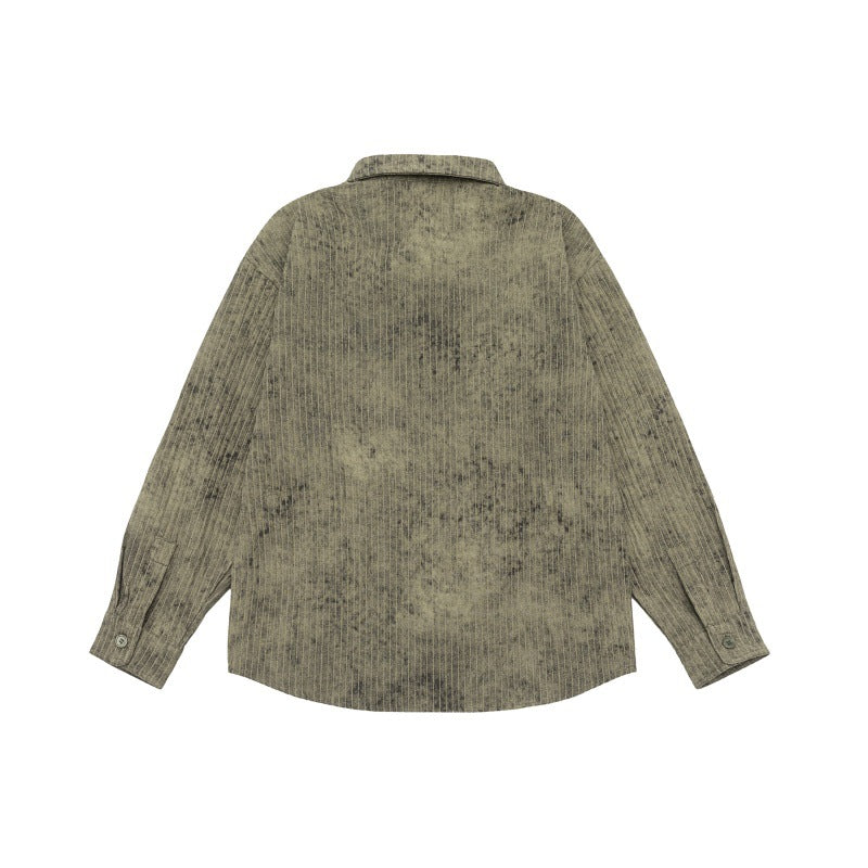 Unisex Lätt Oversized Skjorta Jacka med Washed Texture och Bröstficka