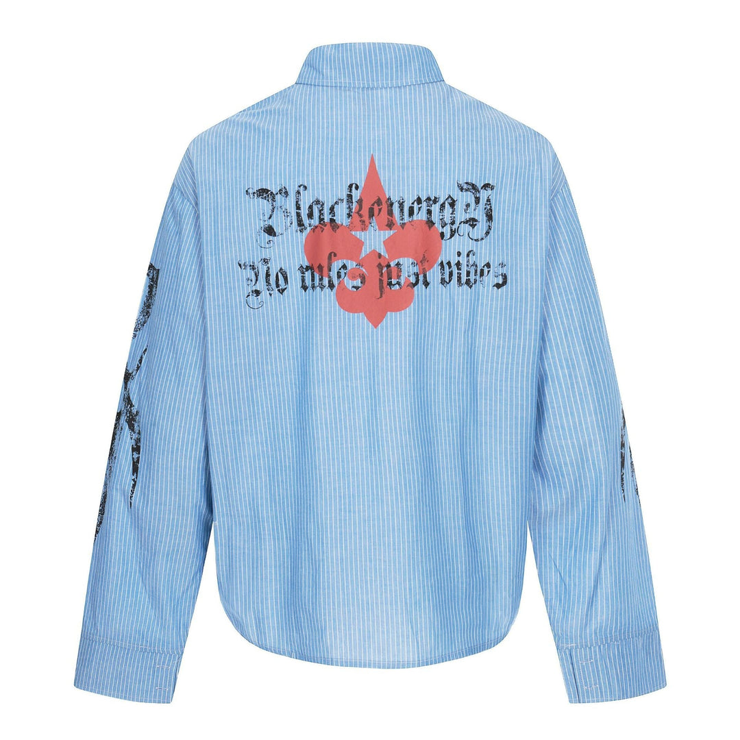 Unisex Oversized Skjorta Jacka med Lapp Bröst Fickor och Decorative Tryck Detaljer