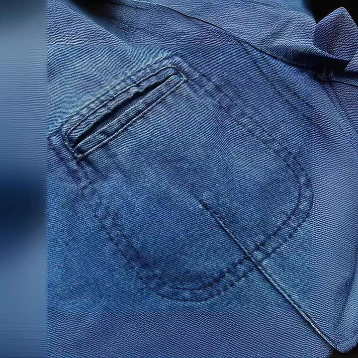 Herr denim blazer i en lös passform med slagkrage och utanpåfickor