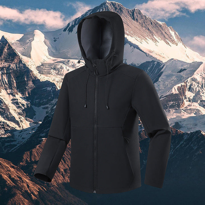 Herr Andningsbar Softshell Fleece Jacka med Multi-Layer Membrane, Ergonomic Skärning och Justerbar Huva