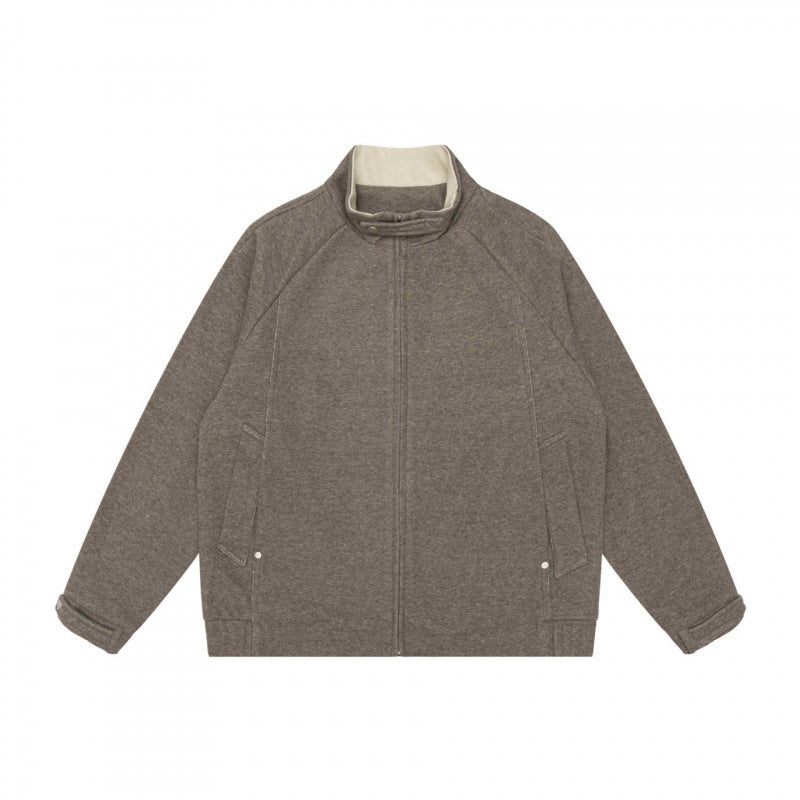 Herr boxig Dragkedja Blouson Jacka med ståkrage, Raglan Ärmar, och dold dragkedja