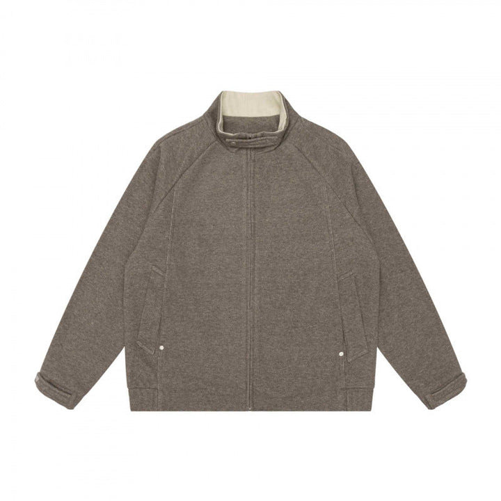 Herr boxig Dragkedja Blouson Jacka med ståkrage, Raglan Ärmar, och dold dragkedja