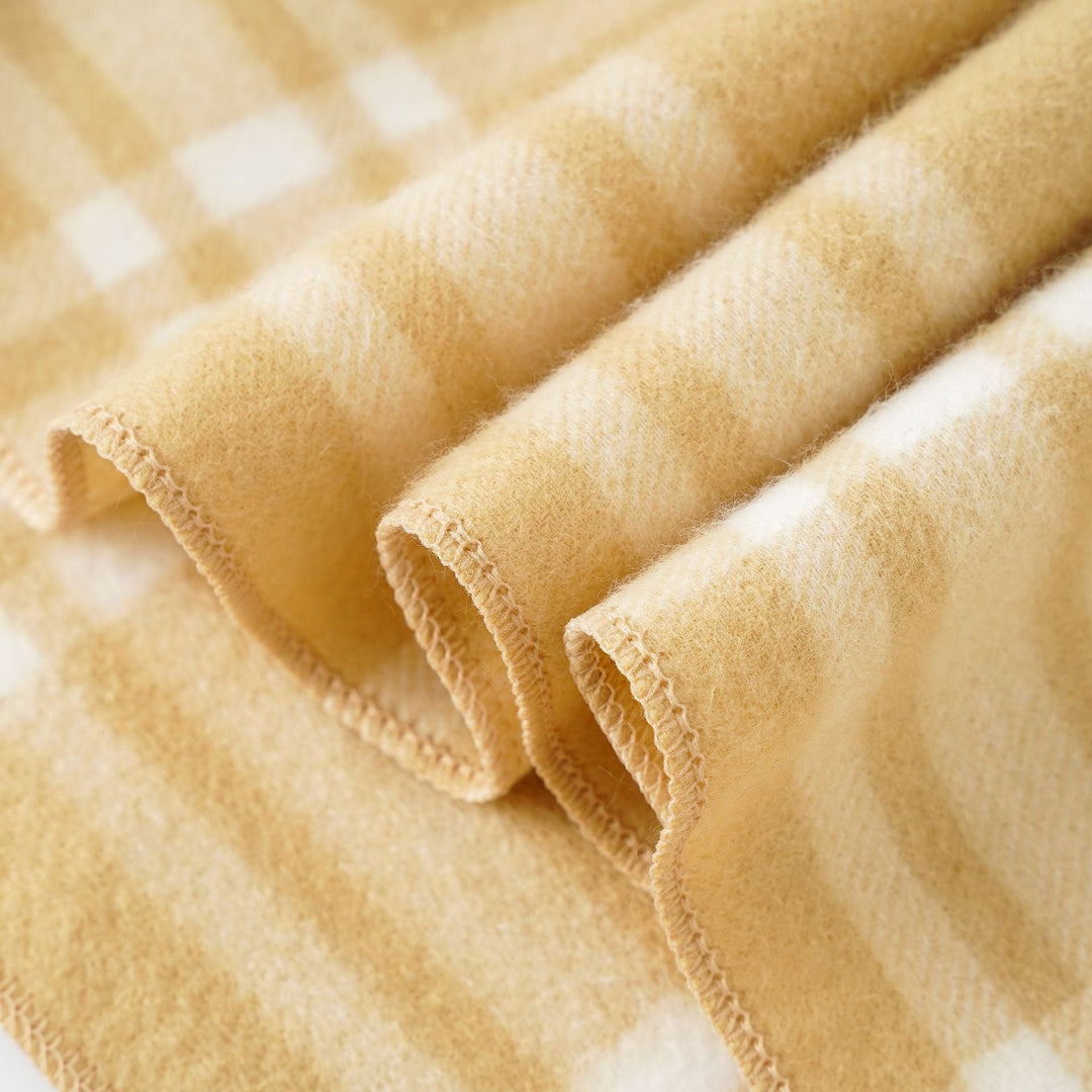 Dam rutig ullblandning kimono Cape Wrap med öppen front och Fringes