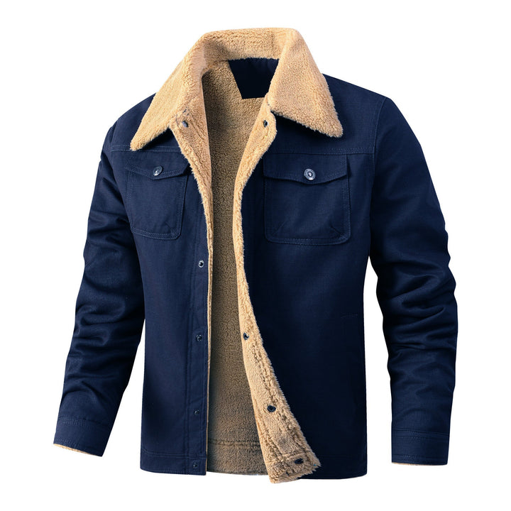 Herr Sherpa-Fodrad Canvas Jacka med Skjortkrage